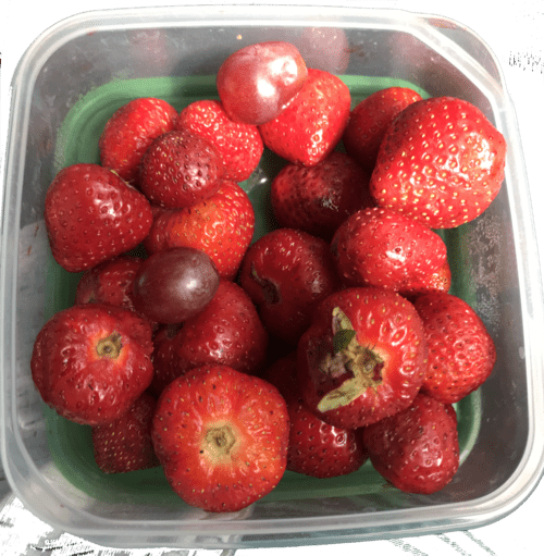 food container with strawberries