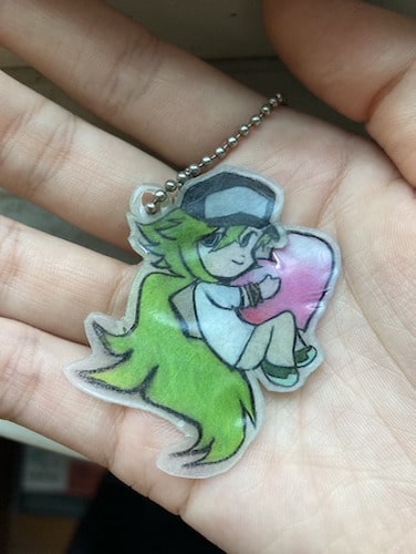 shiny side of the finished n shrinky dink