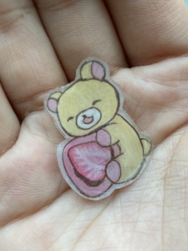 shiny side of the finished n shrinky dink